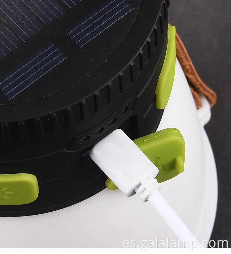 Linterera para acampar recargable solar de peso ultraligero con cargador de teléfono